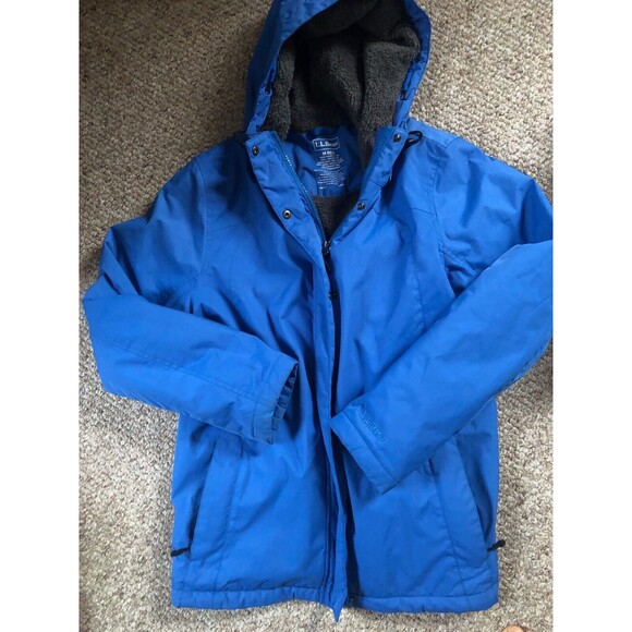 L.L. Bean Blue Womens Med Reg Weather Channel Polartec Hooded Insulated Jacket - Picture 1 of 8